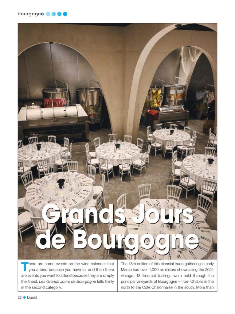 Mohona Chowdhury report from Les Grands Jours de Bourgogne in Liquid magazine, page 1 of 3