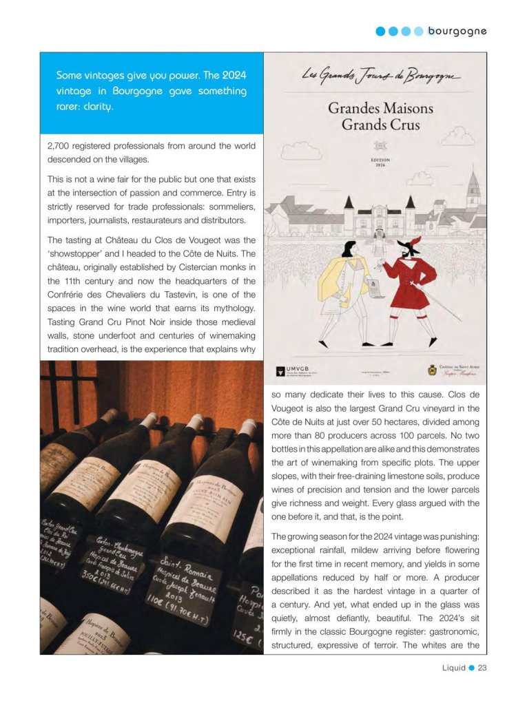 Mohona Chowdhury report from Les Grands Jours de Bourgogne in Liquid magazine, page 2 of 3